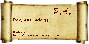Porjesz Adony névjegykártya